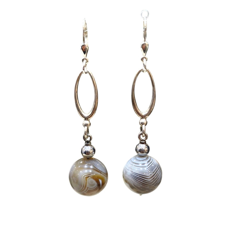 Boucles Agate du Botswana Argent 925