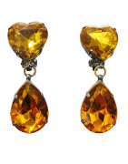 Boucles Verre Or Facetté Cœur