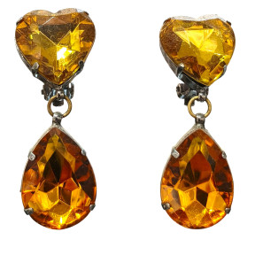 Boucles Verre Or Facetté Cœur