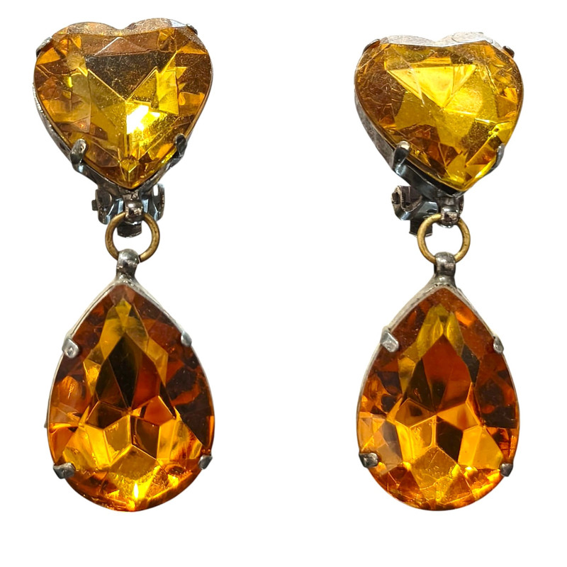 Boucles Verre Or Facetté Cœur