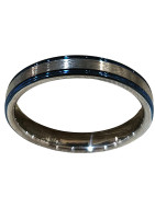 Anneau Tungstène Acier et Bleu Largeur 4mm