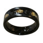 Anneau Tungstène Noir Imitation Feuilles d'Or Largeur 8mm