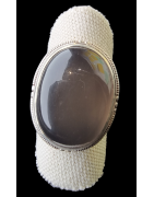 Bague Pierre de lune grise argent 925 Taille 56