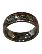 Anneau Nacre Abalone et Bois Tungstène Largeur 8mm