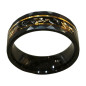 Anneau Tungstène Noir et Doré Imitation Feuilles d'Or Largeur 8mm