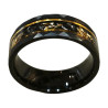 Anneau Tungstène Noir et Doré Imitation Feuilles d'Or Largeur 8mm