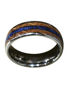Anneau Lapis-lazuli et Bois Tungstène Largeur 8mm