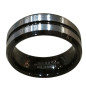 Anneau Tungstène Noir et Acier Largeur 8mm