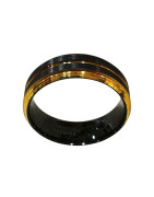 Anneau Tungstène Noire et Plaqué Or Largeur 8mm
