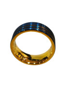 Anneau Tungstène Plaqué Or et Bleu Largeur 8mm