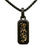 Pendentif Acier Noir 19x10mm Imitation Feuilles d'Or Incrustées avec Chaîne 45 + 10cm