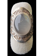 Bague Pierre de lune grise argent 925 Taille 59