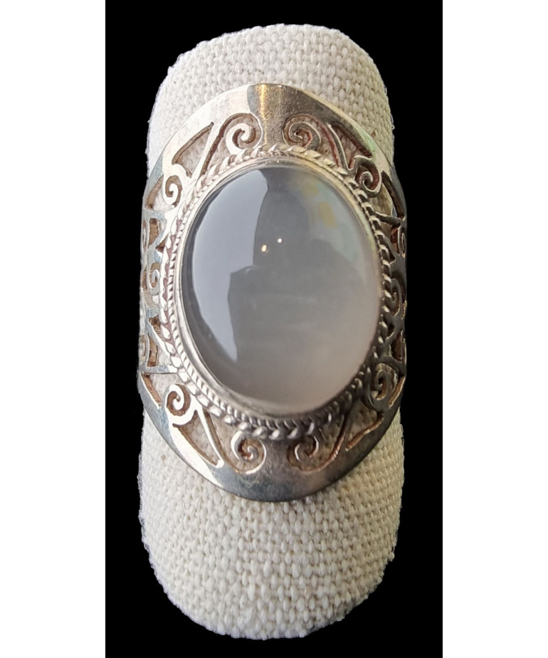 Bague Pierre de lune grise argent 925 Taille 59