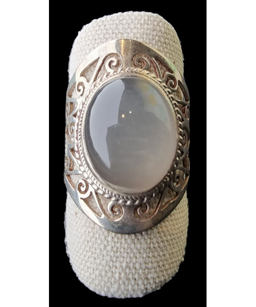 Bague Pierre de lune grise argent 925 Taille 59