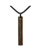 Pendentif Acier 2 Tons Rectangulaire avec Chaîne Noire 45 + 10cm