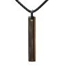 Pendentif Acier 2 Tons Rectangulaire avec Chaîne Noire 45 + 10cm