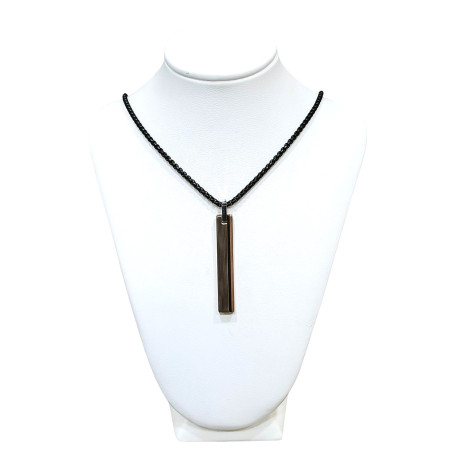 Pendentif Acier 2 Tons Rectangulaire avec Chaîne 45 + 10cm