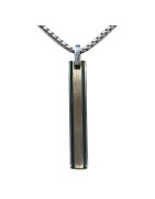 Pendentif Acier 2 Tons Rectangulaire avec Chaîne Acier 45 + 10cm