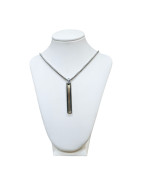 Pendentif Acier 2 Tons Rectangulaire avec Chaîne Acier 45 + 10cm