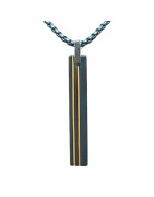 Pendentif Acier 2 Tons Rectangulaire avec Chaîne Bleue 45 + 10cm