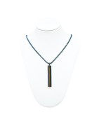 Pendentif Acier 2 Tons Rectangulaire avec Chaîne Bleue 45 + 10cm
