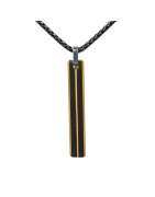 Pendentif Acier 2 Tons Rectangulaire avec Chaîne Noire 45 + 10cm