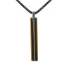 Pendentif Acier 2 Tons Rectangulaire avec Chaîne Noire 45 + 10cm