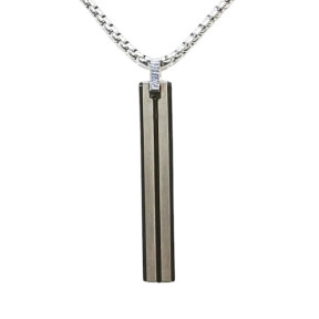 Pendentif Acier 2 Tons Rectangulaire avec Chaîne Acier 45 + 10cm