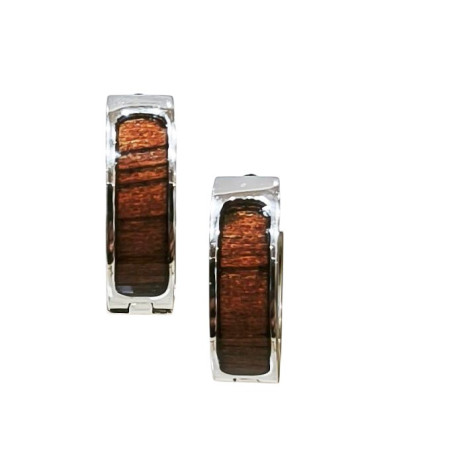 Boucles Bois Mini Créoles Acier Inox