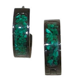 Boucles Malachite Mini Créoles Acier Inox