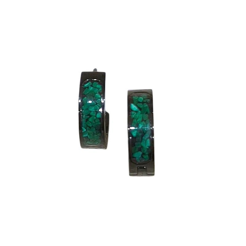 Boucles Malachite Mini Créoles Acier Inox