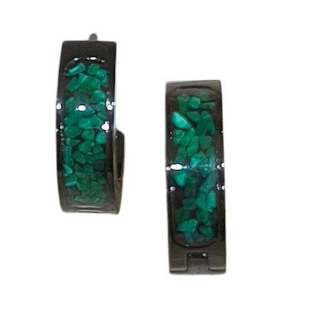 Boucles Malachite Mini Créoles Acier Inox