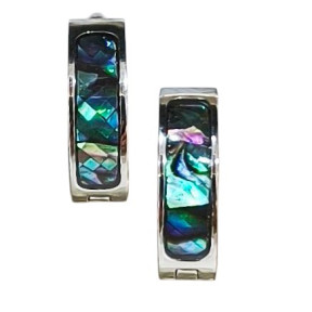 Boucles Nacre Abalone Mini Créoles Acier Inox