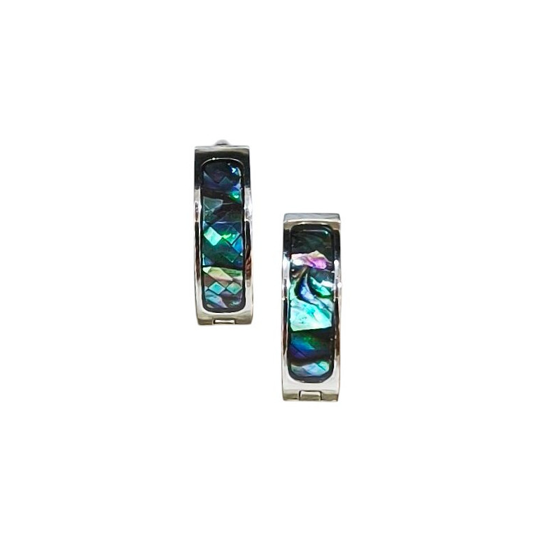 Boucles Nacre Abalone Mini Créoles Acier Inox