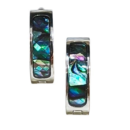 Boucles Nacre Abalone Mini Créoles Acier Inox