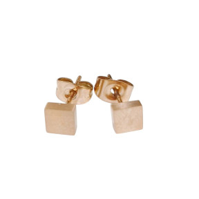 Boucles Acier Plaqué Or Rose Carrées 5x5mm