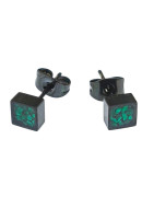 Boucles Malachite Acier Carrées 5x5mm