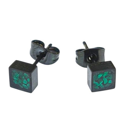 Boucles Malachite Carrées Acier