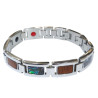 Bracelet Homme Nacre Abalone et Bois en Acier Magnétique Longueur 21cm / largeur 12mm