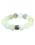 Bracelet Jade de Chine avec Insert Acier Pierres Rondes de 14mm