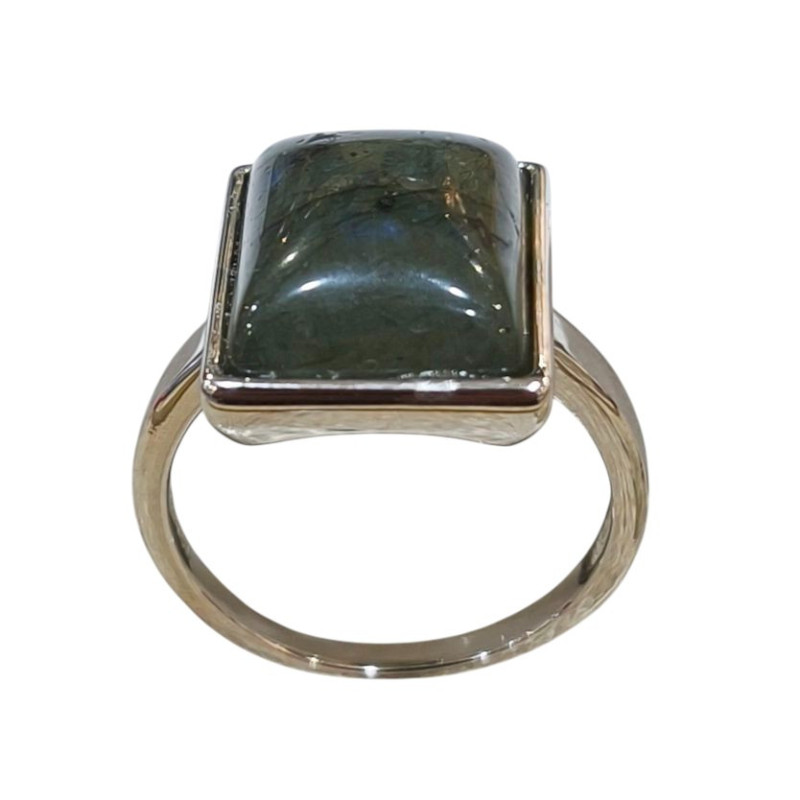 Bague Labradorite Cabochon Carré Argent 925