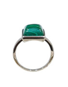 Bague Malachite Cabochon Carré Argent 925