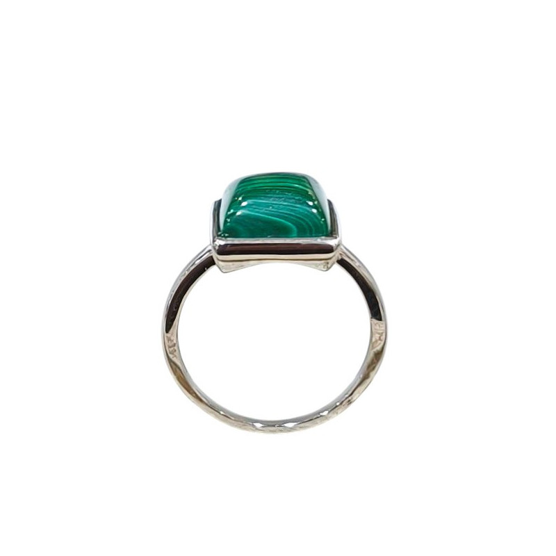 Bague Malachite Cabochon Carré Argent 925