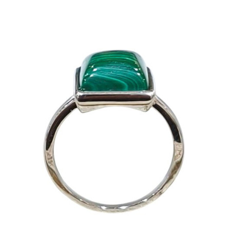 Bague Malachite Cabochon Carré Argent 925