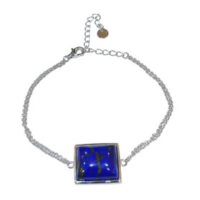Bracelet Lapis-lazuli Chaînette Réglable Argent 925