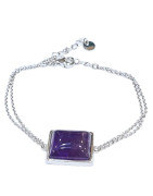 Bracelet Améthyste Chaînette Réglable Argent 925