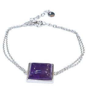 Bracelet Améthyste Chaînette Réglable Argent 925
