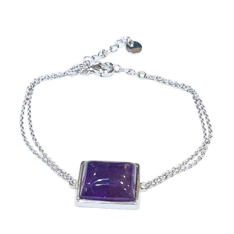 Bracelet Améthyste Chaînette Réglable Argent 925