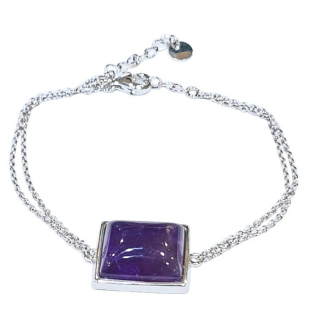 Bracelet Améthyste Chaînette Réglable Argent 925
