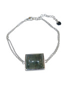 Bracelet Labradorite Chaînette Réglable Argent 925